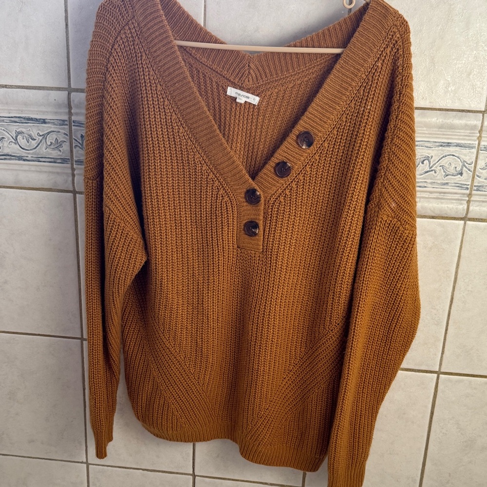 Maurice’s Chunky V-Neck Button Knit Sweater